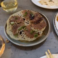 Pan fried dumplings   at Men & Beasts in Los Angeles