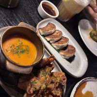 Cheddar rangoons and dumplings  at Men & Beasts in Los Angeles