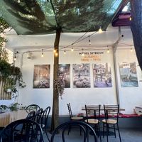 Courtyard dining   at Oda in Tirana