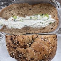 Whole Wheat Everything with vegan scallion  at Bagel RX in New York
