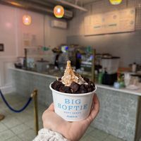 Vegan oat milk soft serve with peanut butter hardshell   at Big Softie in Atlanta