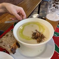 Root vegetable soup with parsley   at L'eau Chaude - Het Warm Water in Brussels