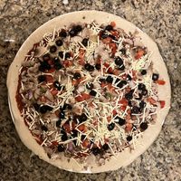 Garden Veggie with dairy-free cheese (before baking) at Papa Murphy's in Eden Prairie