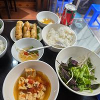 So good! Free with dishes ordered is the rice, salad and a delicious tofu dish. at Ba Nhất Root Vegetables Restaurant  in Hanoi
