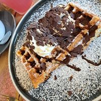 Vegan waffle at Café Boxenstopp in Cologne