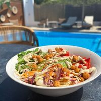 Quinoa veggie bowl at Sunset Beach Bar & Restaurant in Rhodes