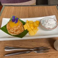 Mango pancake for breakfast   at Green Tiger House in Chiang Mai