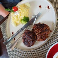 Potato rice and mushroom steak at Green Tiger House in Chiang Mai