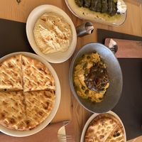 Fava, Pita, Dolmades and Hummus  at Oasis Restaurant Prasonisi  in Rhodes