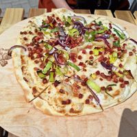 Vegan Flammenkuchen Klassisk at Café Padda in Uppsala