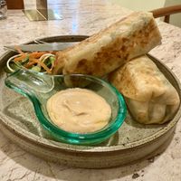 Spicy bean and avocado tortilla rolls  at Living Table Bangkok in Bangkok