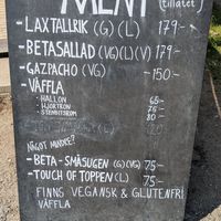 Menu at Friluftsbyn Toppstuga in Docksta