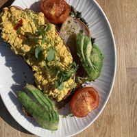 Scrambled tofu on sourdough   at The Meeting Place Café in Brighton