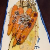 Carrots with hummus and olive oil at Bodega El Pimpi. in Andalucía