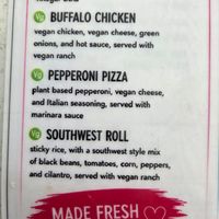 Vegan egg roll options! at The Tropical in Carolina Beach