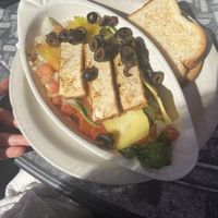 vegan greek pile at Luna Park Cafe in Seattle
