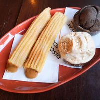 Two Filled Churros with Chocolate Gelato and Salted Caramel Gelato at San Churro - Rockingham in Rockingham