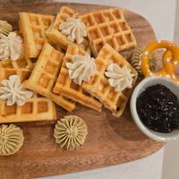 Waffle with blueberry jam at Changhe Building & Light Meal in Magong City