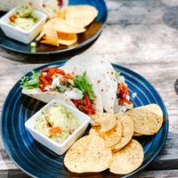 The entrance, jackfruit taco’s!! Order them! at Villa Vegana in Mallorca