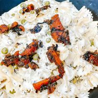 Farfalle al salmone at Villa Vegana in Mallorca