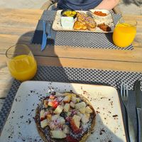 Breakfast. Ordered "Chocoloco" while my partner ordered "Mallorca". at Villa Vegana in Mallorca