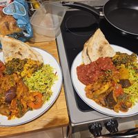 All vegan with roti. at Karma Express in England