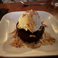 Chocolate Cake with ice cream and coconutt  at aíso in San Francisco