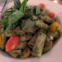 Kale and Walnut Pesto Rigatoni with Beyond Sausage at aíso in San Francisco