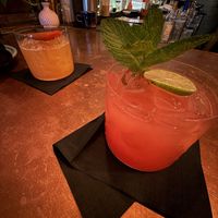 watermelon cocktail and a alcohol free cantaloupe drink   at aíso in San Francisco