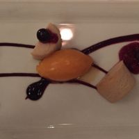 cheesecake and sherbet  at Equinox Restaurant in Washington