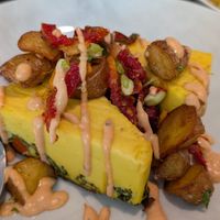 Just egg frittata with potatoes bravas and sun dried tomatoes at Equinox Restaurant in Washington