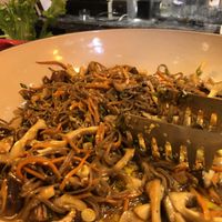 Brunch buffet trumpet mushroom soba noodles at Equinox Restaurant in Washington