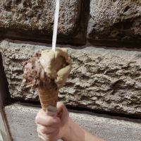 Gianduia and pistachio ice cream at Grezzo Raw Chocolate in Rome