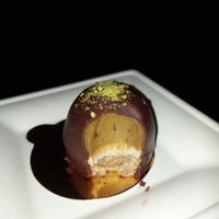 Pistachio cake with coconutty bottom at Grezzo Raw Chocolate in Rome