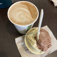 Salted caramel and chocolate gelato  at Grezzo Raw Chocolate in Rome