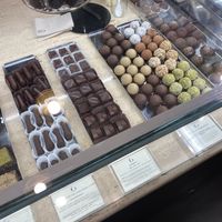 Selection of chocolate truffles  at Grezzo Raw Chocolate in Rome
