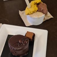Icecream and a chocolate cake! Super delicious! at Grezzo Raw Chocolate in Rome