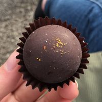 A chocolate orange praline. at Grezzo Raw Chocolate in Rome