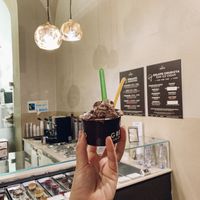 Hazelnut +Raw Coco ice cream  at Grezzo Raw Chocolate in Rome