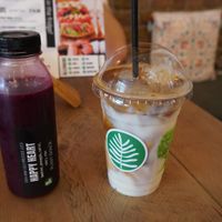 Drinks in plastic at Plant Shack in London