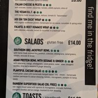 Menu at Plant Shack in London