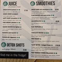 Menu at Plant Shack in London