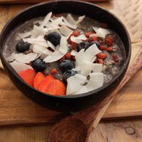 Warm acai porridge at Plant Shack in London