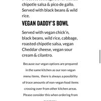 Vegan Menu  at Nacho Daddy in Nashville
