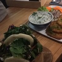 breakfast bao and potato patties at Wypas in Poznan