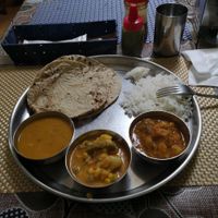 Three curries at Kusum Indian Restaurant in Kobe