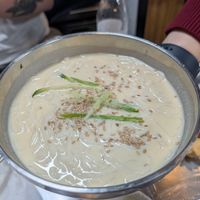 sesame soup with noodles at Vegan Seoul Market Food Tour  in Seoul