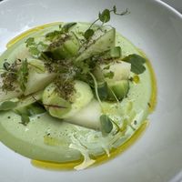 Starter with melon and a rich creamy sauce  at Soul Kitchen House in Berlin