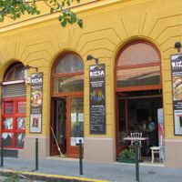 The outside of the restaurant at Rizsa17 in Budapest