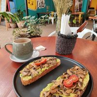 Avocado toast with Sautéed mushroom at Lava Latte in Nairobi